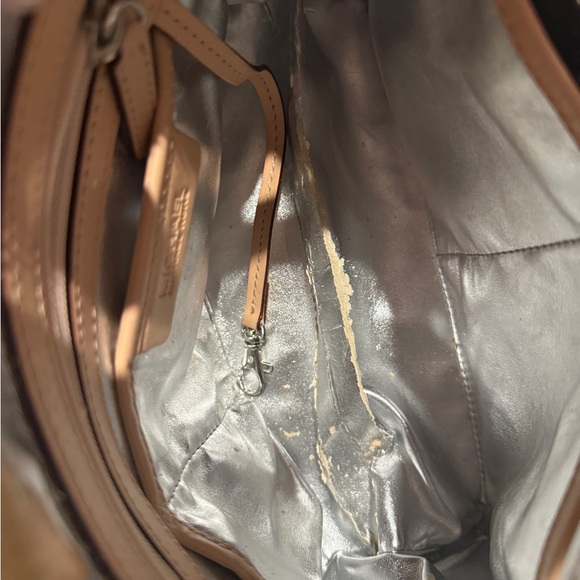 Michael Kors Shiny Silver and Tan Satchel - Picture 11 of 14